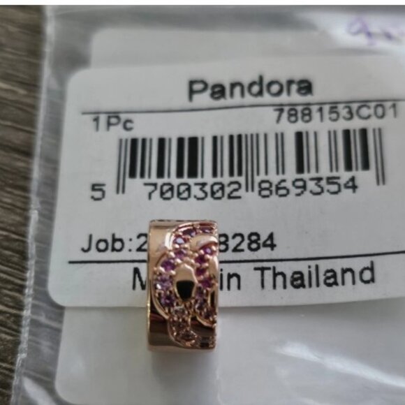 Authentic PANDORA *CHINA EXCLUSIVE* Rose Pink Fan Pattern Spacer Clip 788153C01 - Picture 11 of 15